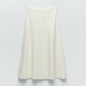Zara Cream Midi Skirt A-Line Casual